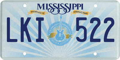 MS license plate LKI522