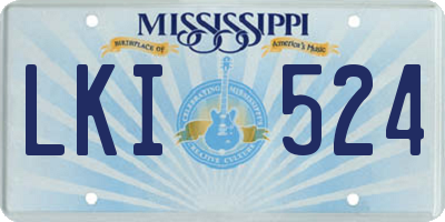 MS license plate LKI524