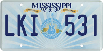 MS license plate LKI531