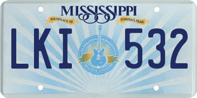 MS license plate LKI532