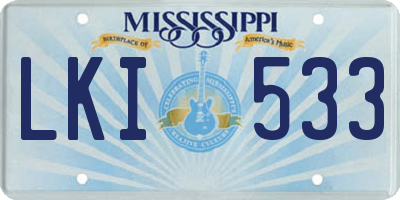 MS license plate LKI533