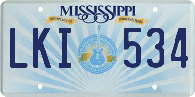 MS license plate LKI534