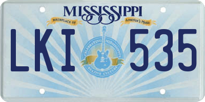 MS license plate LKI535