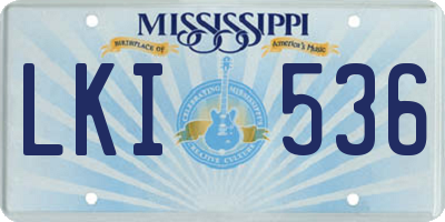 MS license plate LKI536