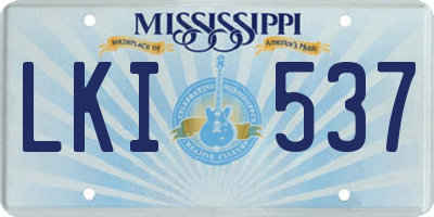 MS license plate LKI537
