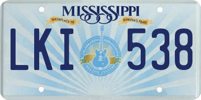 MS license plate LKI538