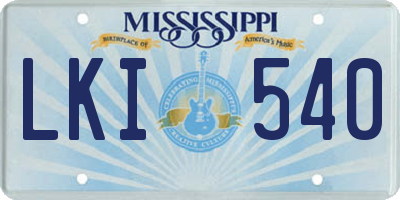 MS license plate LKI540