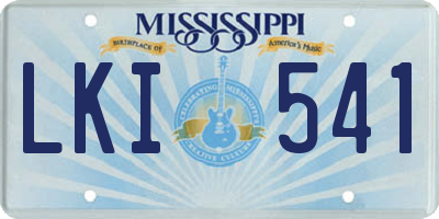 MS license plate LKI541