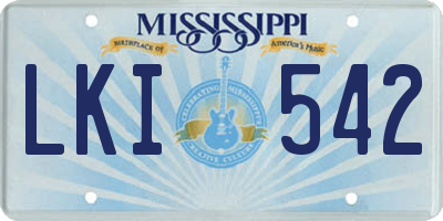 MS license plate LKI542