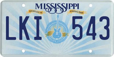 MS license plate LKI543