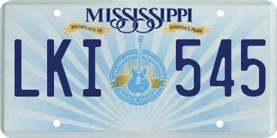 MS license plate LKI545