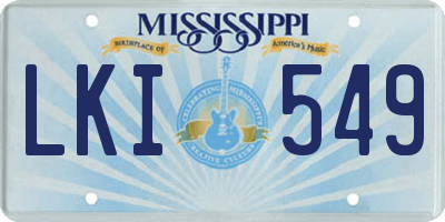 MS license plate LKI549