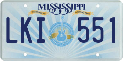 MS license plate LKI551