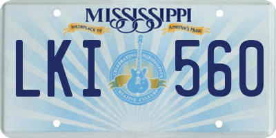 MS license plate LKI560