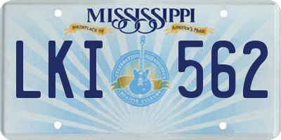MS license plate LKI562