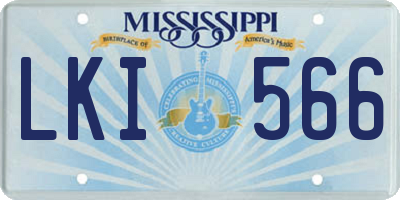 MS license plate LKI566