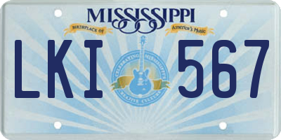 MS license plate LKI567