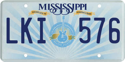 MS license plate LKI576