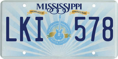 MS license plate LKI578