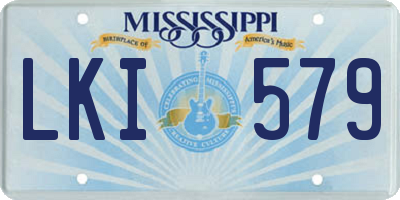 MS license plate LKI579