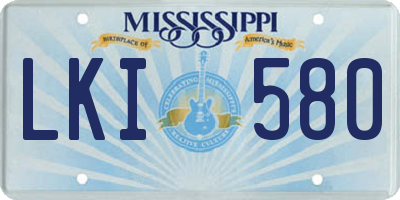 MS license plate LKI580