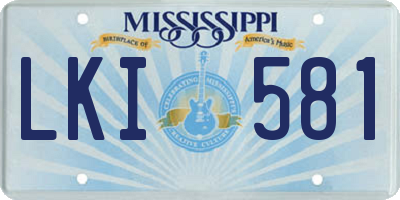MS license plate LKI581