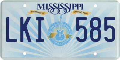 MS license plate LKI585