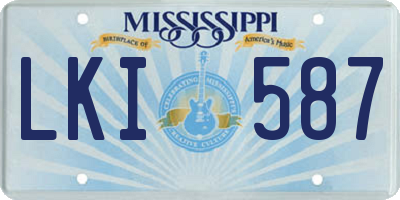 MS license plate LKI587