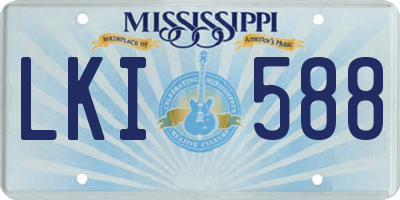 MS license plate LKI588