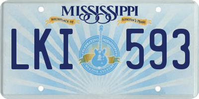 MS license plate LKI593