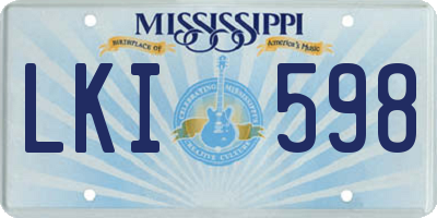 MS license plate LKI598
