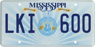 MS license plate LKI600
