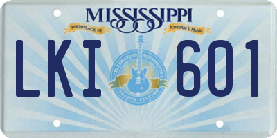 MS license plate LKI601