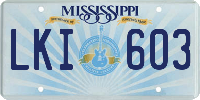MS license plate LKI603