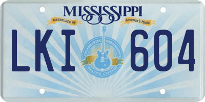 MS license plate LKI604