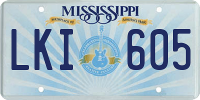 MS license plate LKI605