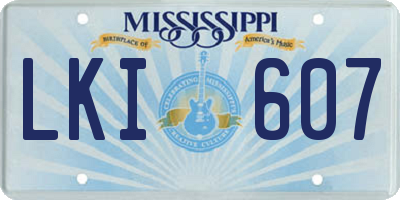MS license plate LKI607