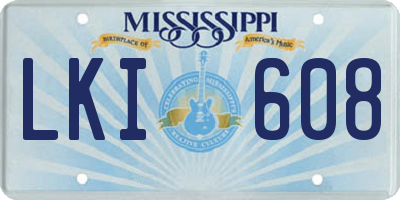 MS license plate LKI608
