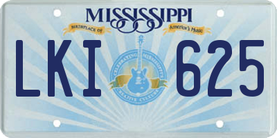 MS license plate LKI625