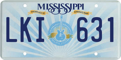 MS license plate LKI631