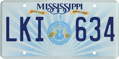 MS license plate LKI634