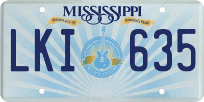 MS license plate LKI635