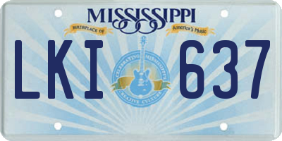 MS license plate LKI637