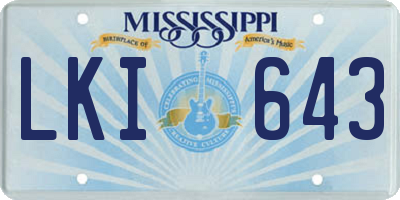 MS license plate LKI643