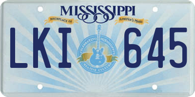 MS license plate LKI645