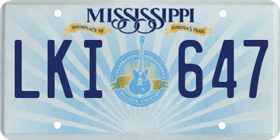 MS license plate LKI647