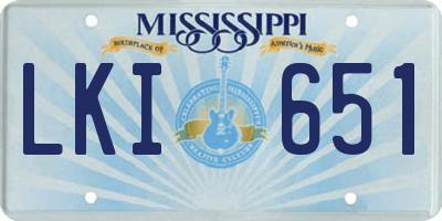MS license plate LKI651