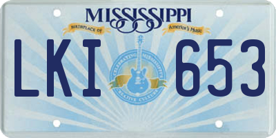 MS license plate LKI653
