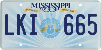 MS license plate LKI665
