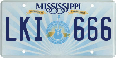 MS license plate LKI666